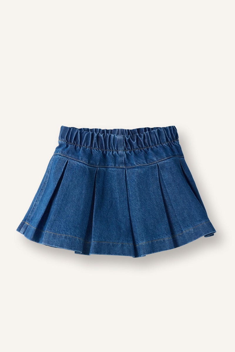 DeFacto Blue BabyGirl Baby Girl Elastic Waist Denim Skort Casual - Image 4